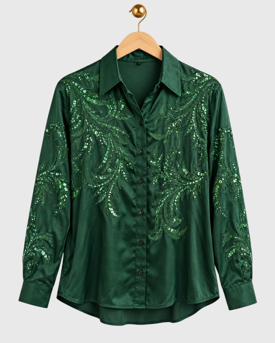 Green Dori Sequin Embroidered Shirt — view 1