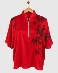 Red One-Sided Sequin Satin Shirt — view 1