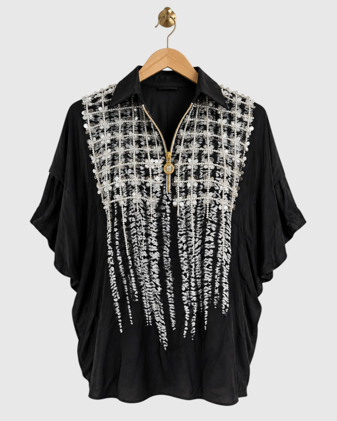 Black Checkered Tie-Dye Shirt — view 1