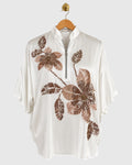 White Gold Sequin Floral Satin Shirt — view 1