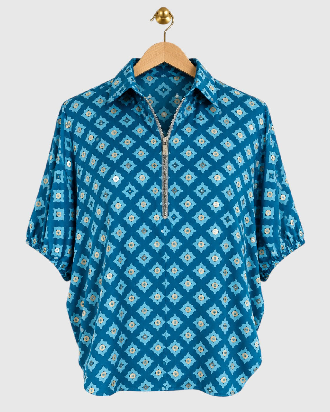 Blue Ajrak Print Shirt — view 1