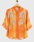 Orange Ikat Stripe Sequin Shoulder Shirt — view 1