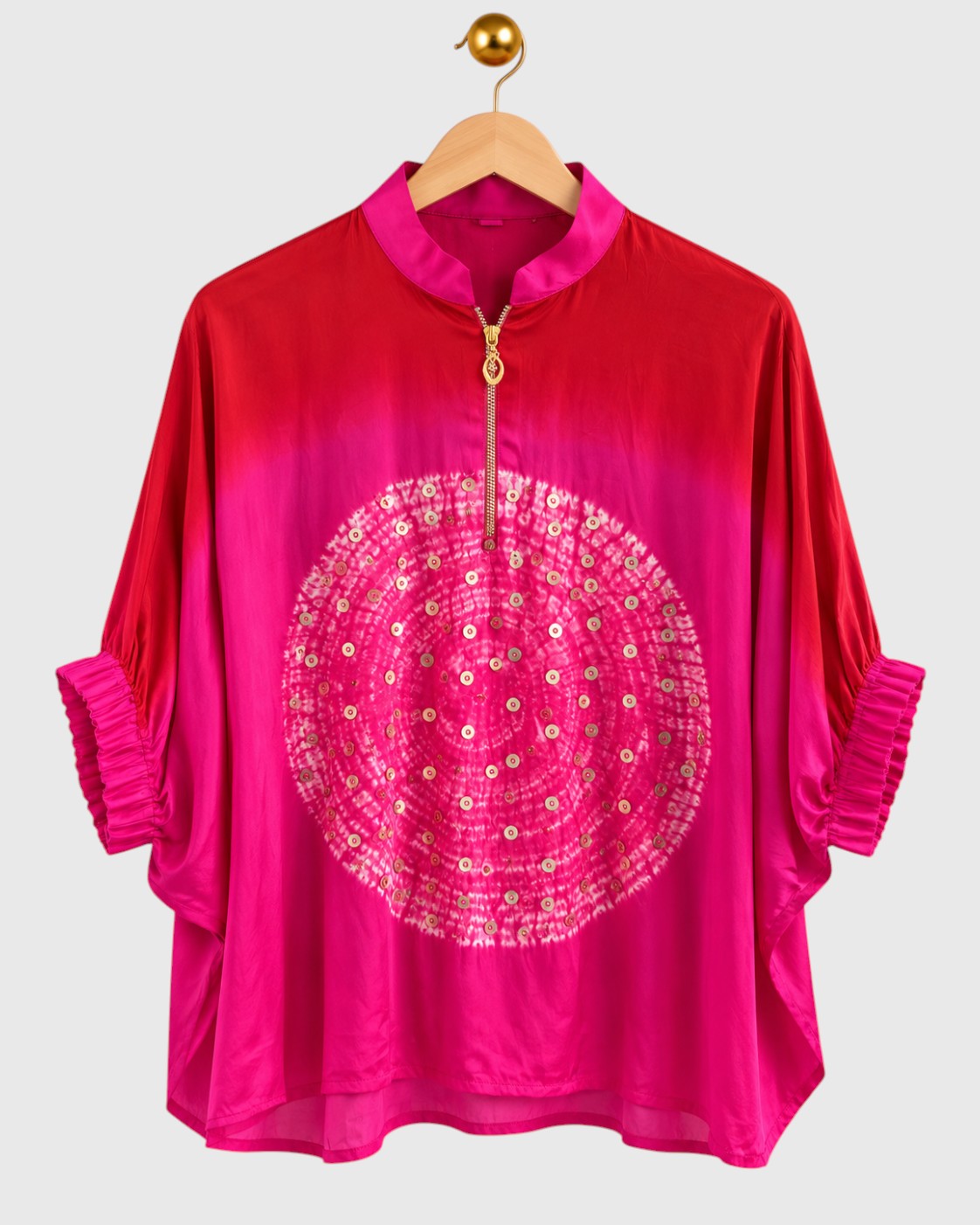 Pink & Red Shaded Circle Shibori Shirt — view 1