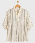 White & Silver Bamboo Cotton Stripe Shirt — view 1