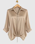 Beige Satin Chain Shirt — view 1