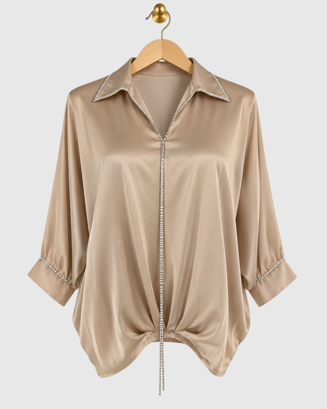 Beige Satin Chain Shirt — view 1