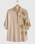 Beige One-Sided Gold Sequin Satin Shirt — view 1