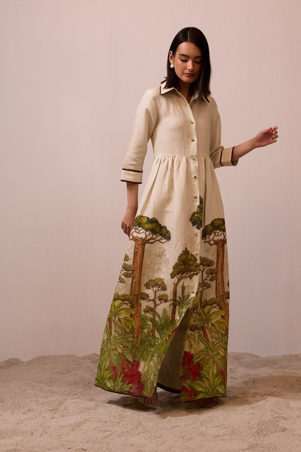 Verdant Linen Shirt Dress