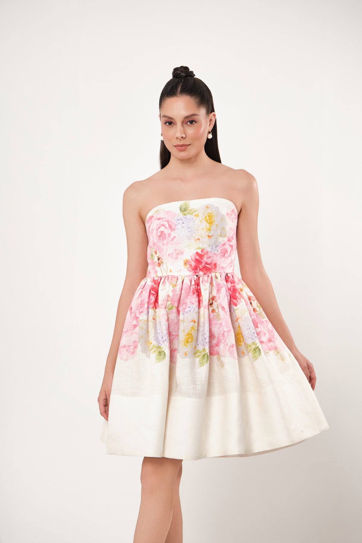 Kay Floral Linen Tube Dress