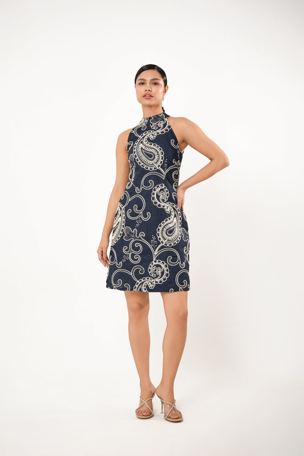 Gem Boteh Embroidered Halter Dress