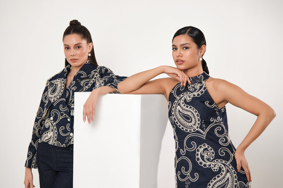 Gem Boteh Embroidered Halter Dress