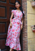 Front view of Secret Garden pink floral coord set