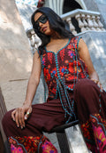 Model seated in Serena floral coord set