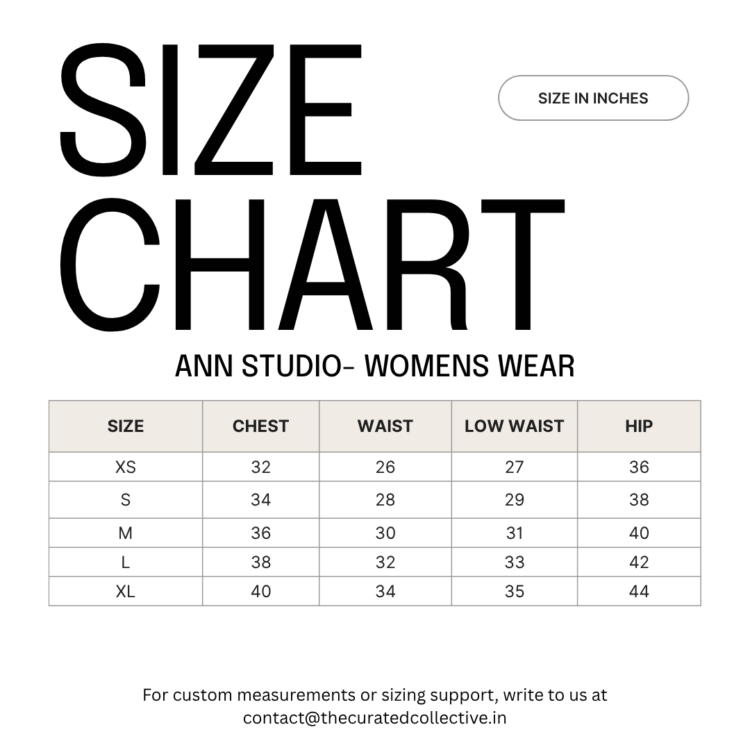 ANN Studio Womenswear size chart